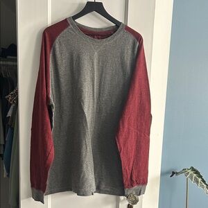 RedHead Gray and Red Long Sleeve Tee